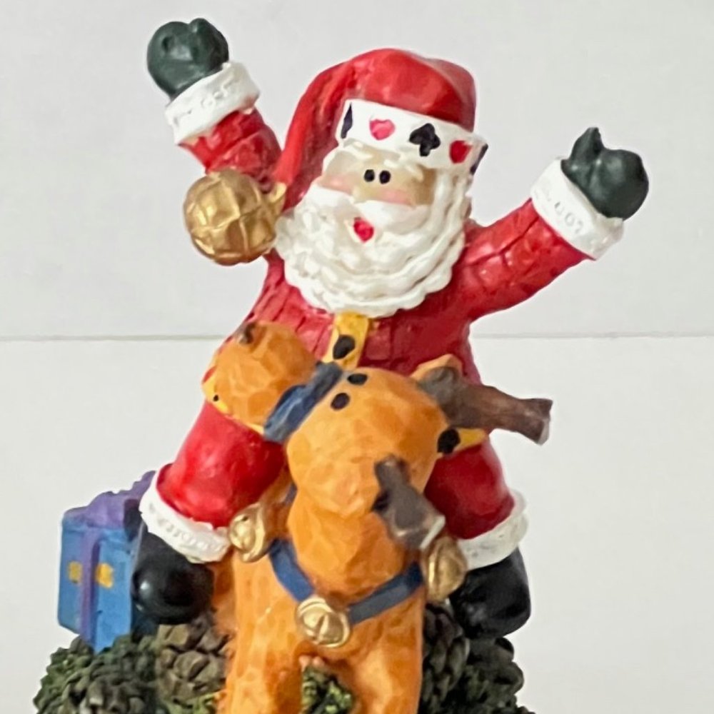 Vintage Whimsical Santa Riding ReindeerTrinket Boxes - Picture 3 of 16